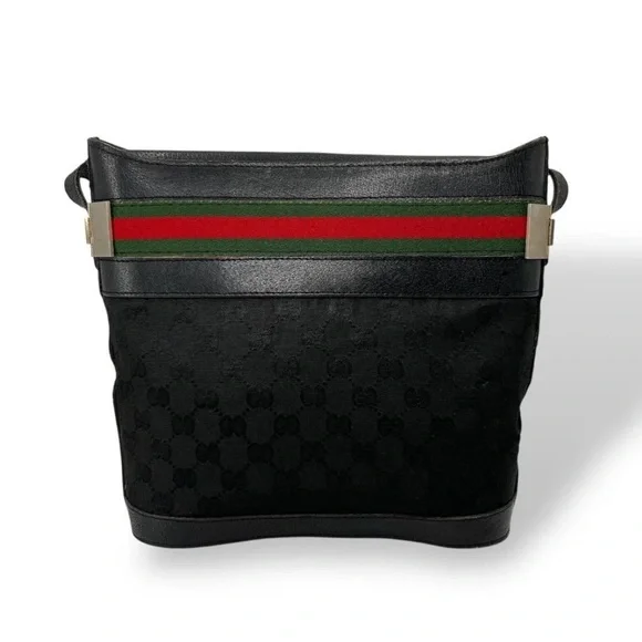 Gucci Black Shoulder Bag with Red and Green Accents - Picture 3 of 16